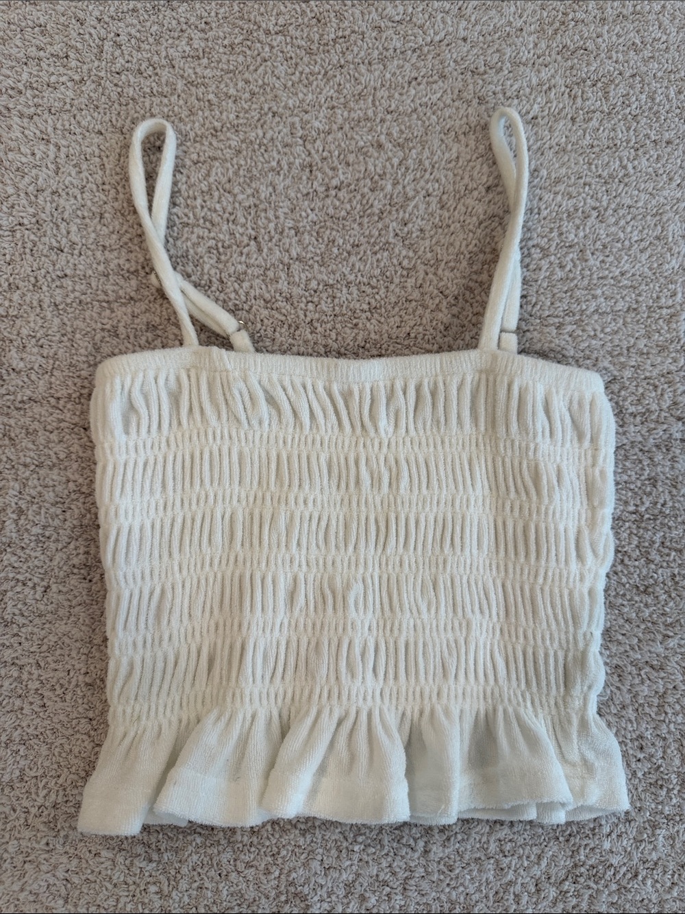 Ocean Drive Cream Smocked Ruffle Cami Top